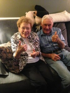 Grandma and Grandpa give two thumbs up!