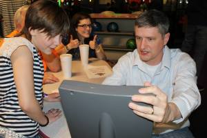 Churchwide bowling night photobomb.